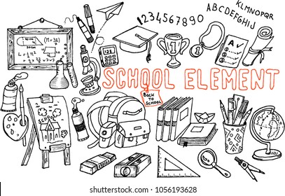 school element, back to school, doodle