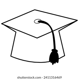 School element of colorful set. Its outline design of a cap symbolizes success in learning, making it an ideal choice for educational and congratulatory content. Vector illustration.