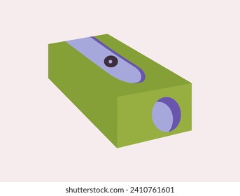 School element of colorful set. This pencil sharpener emphasizes the importance of precision in learning, making it a perfect fit for design projects related to schooling. Vector illustration.