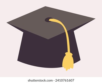 School element of colorful set. This charming flat cartoon illustration captures the essence of academic achievement with its school-themed design featuring a cap. Vector illustration.