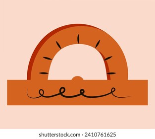 Elemento escolar de conjunto colorido. Esta encantadora ilustración de caricatura plana da vida a la geometría con un protractor colorido como pieza central. Ilustración vectorial.