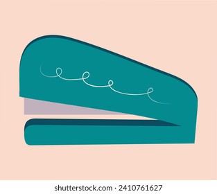 School element of colorful set. This charming flat cartoon illustration showcases a cheerful stapler within a school-themed design. Vector illustration.
