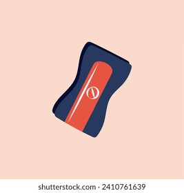 School element of colorful set. This delightful flat cartoon illustration captures the essence of a school theme with a cheerful pencil sharpener. Vector illustration.