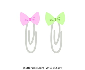 School element of colorful set. This charming illustration showcases assortment of cartoon-style paper clips, each one can hold together cherished school memories, assignments. Vector illustration.