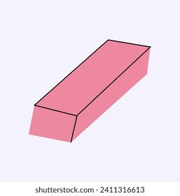 School element of colorful set. This delightful image showcases a cartoon-style eraser, representing the power to correct and learn from mistakes in the world of education. Vector illustration.