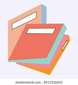 School element of colorful set. This charming illustration showcases a cartoon-style notebooks within a school theme, highlighting the creativity. Vector illustration.