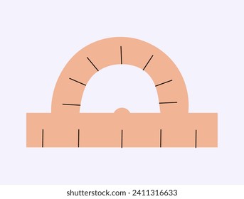 School element of colorful set. In this vibrant design, a cartoon-style protractor stands tall, ready to assist students with their geometric challenges. Vector illustration.