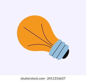 School element of colorful set. In this whimsical illustration, a cheerful cartoon lamp represents the brilliance of ideas that light up our learning journey. Vector illustration.