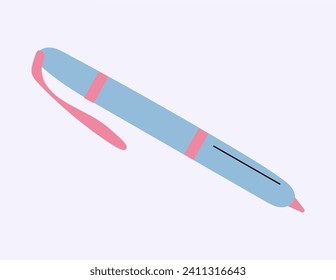 School element of colorful set. This playful cartoon illustration showcases a vibrant pen, inviting you to write your own educational journey. Vector illustration.