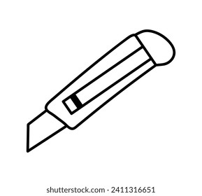 School element of colorful set. This minimalist design of a clerical knife in outline style symbolizes the precision and attention to detail that is essential in education. Vector illustration.