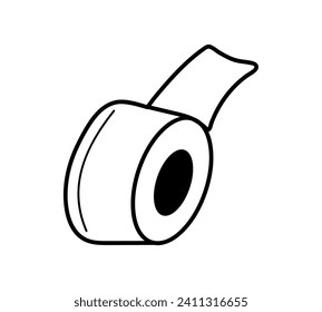 School element of colorful set. This clean and minimalist outline design of scotch tape adds a practical touch to school-themed projects. Vector illustration.