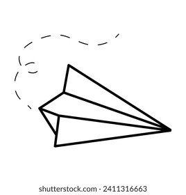 School element of colorful set. This outline-style paper airplane illustration symbolize the start of an exciting educational journey. Vector illustration.