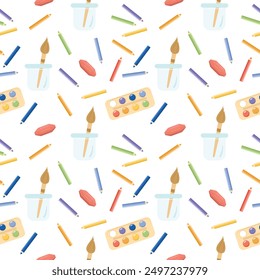 Children’s school elements, back to school pattern, back to school doodle pattern. Vector illustration in flat style.