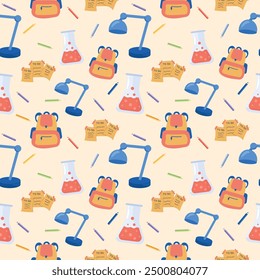 Children’s school elements, back to school pattern, back to school doodle pattern. Vector illustration in flat style.