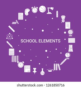 School Elements Icon Set. Infographic Vector Template