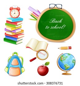 School elements isolated on white.