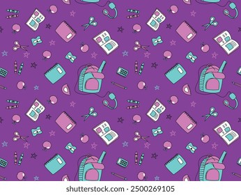 School elements pattern for stamping or printing on paper