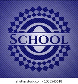 School emblem with denim high quality background