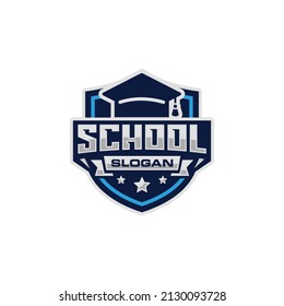 Ilustración vectorial del diseño del logotipo del emblema escolar. Logo de la educación. Logo de la Universidad