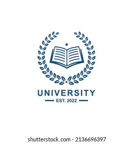 Ilustración vectorial del diseño del logotipo del emblema escolar. Logo de la educación. Logo de la Universidad