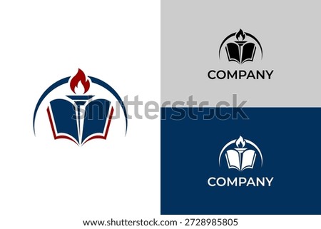 School emblem logo design vector illustration. Education logo. University logo. torch and book.
