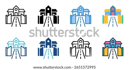 School Entrance icon set multiple style collection 
