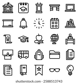 School Environment icon sign collection