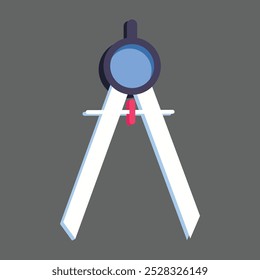 School equipment compass circle flat on gray.