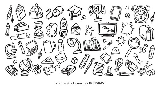 school equipment doodle hand draw vector illustration design