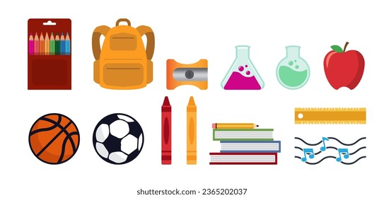 School equipment element vector collection