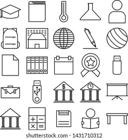 school equipment icon set education with outline color