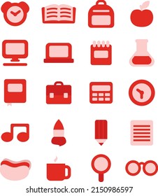 School equipment, illustration, vector on a white background.