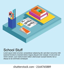 school equipment isometric vector illustration