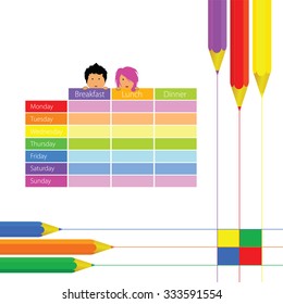 school equipment with kids vector