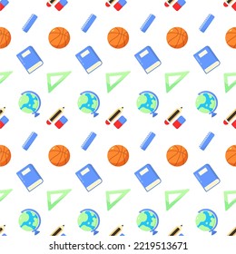 School equipment seamless pattern background Vector Image