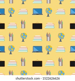 School Equipment Seamless Pattern Design Background