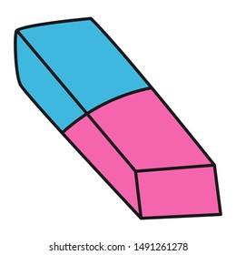 School eraser in Doodle style. Vector illustration.