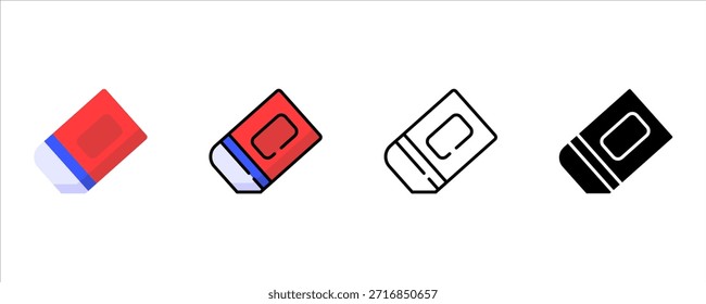 Conjunto de iconos de borrador de escuela en estilo plano y línea