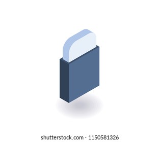 School eraser isometric icon. Vector 3D illustration for web design.
