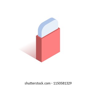 School eraser isometric icon. Vector 3D illustration for web design.