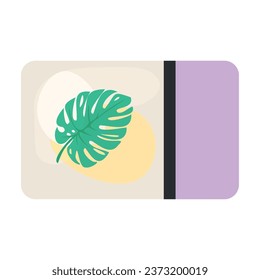 School eraser with tropical leaf on white background