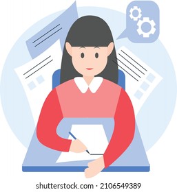 School Exam, College Entrance Exam, Flat Design Illustration