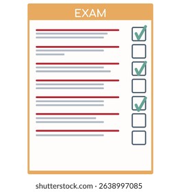 School exam paper banner. Vector illustration representing academic testing, isolated on a transparent background. Image template for social media, website, post, information article. Vector EPS10