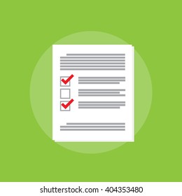  School exam test results, pencil flat icon, survey testing success sign.