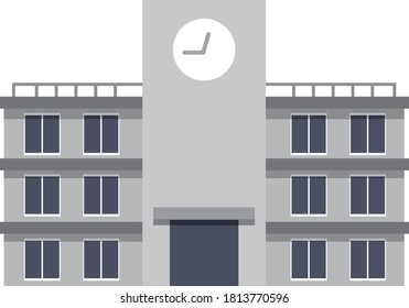 School exterior building simple illustration