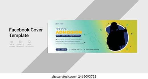 School Facebook cover banner layout template 