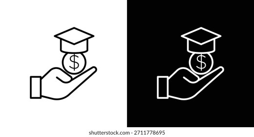 Esquema del ícono de Tarifas escolares. Vector aislado pictograma para el Web