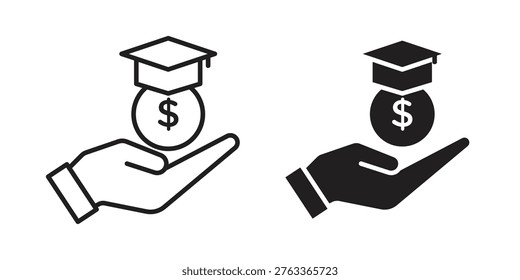 School fees icon set. black Illustration for graphic and web design.