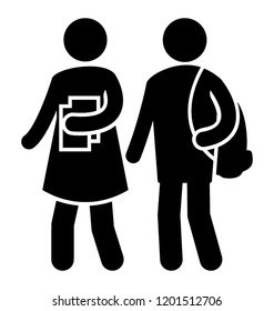 School fellows with their school bags is icon for class fellows