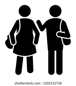 School fellows with their school bags is icon for class fellows